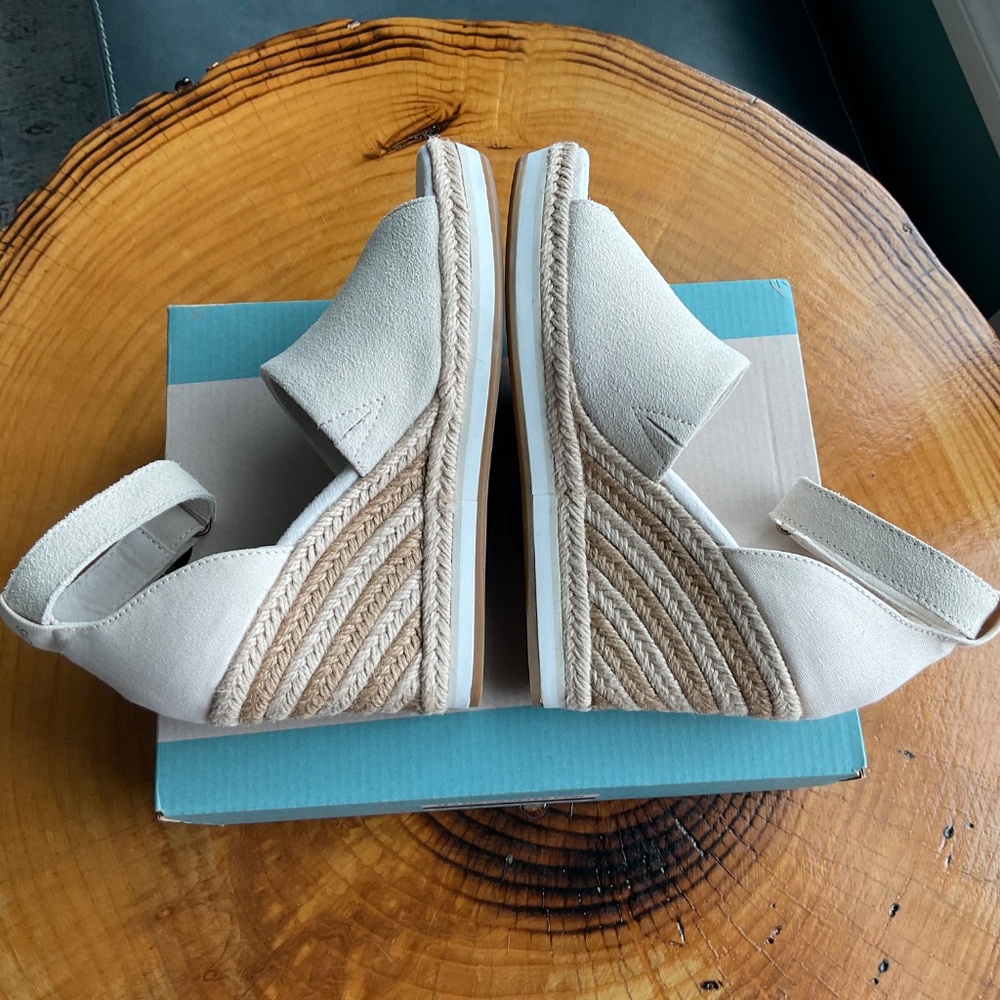 TOMS Marisol Espadrille Suede/Canvas Wedge Sandal Women’s 7 w/ box - Picture 4 of 13